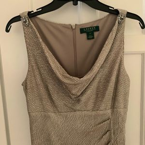 Ralph Lauren gold shimmer long evening gown